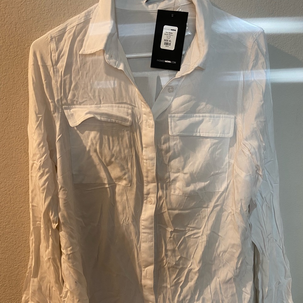 Fashion Nova White button up Top